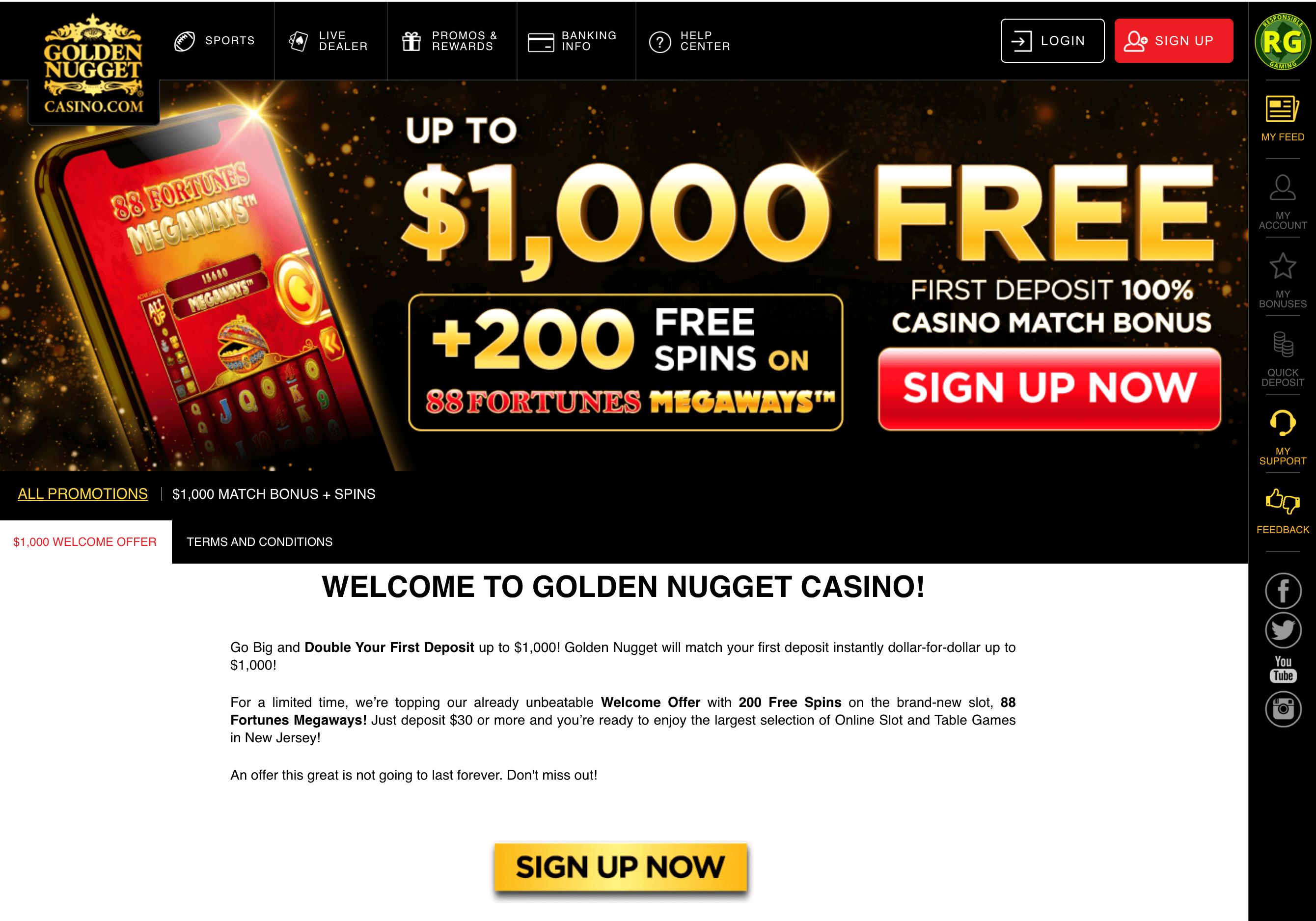 Golden Nugget Bonus Offer for New Players