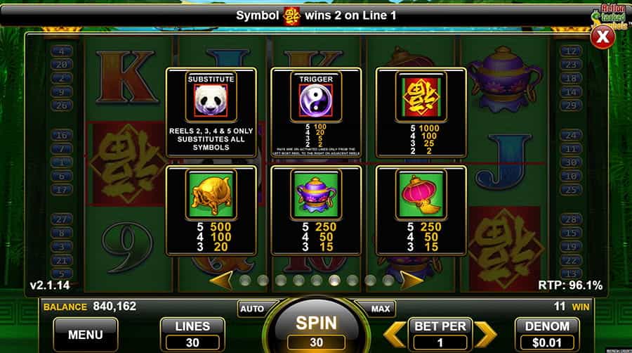 China Shores Symbols with Payouts