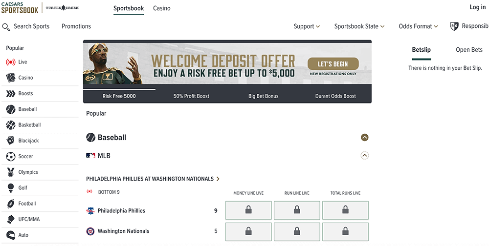 Caesars Sportsbook Homepage