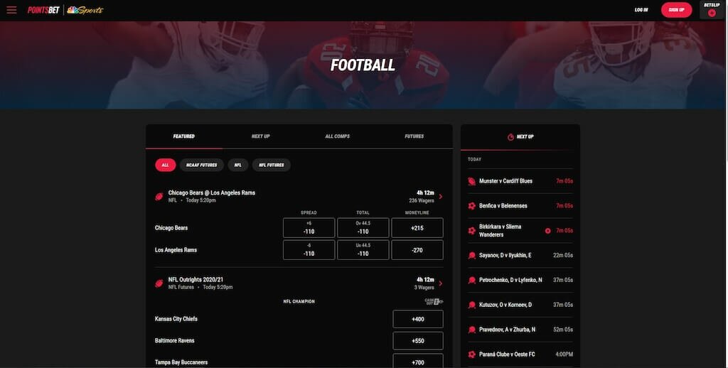 PointsBet Sportsbook Football Odds