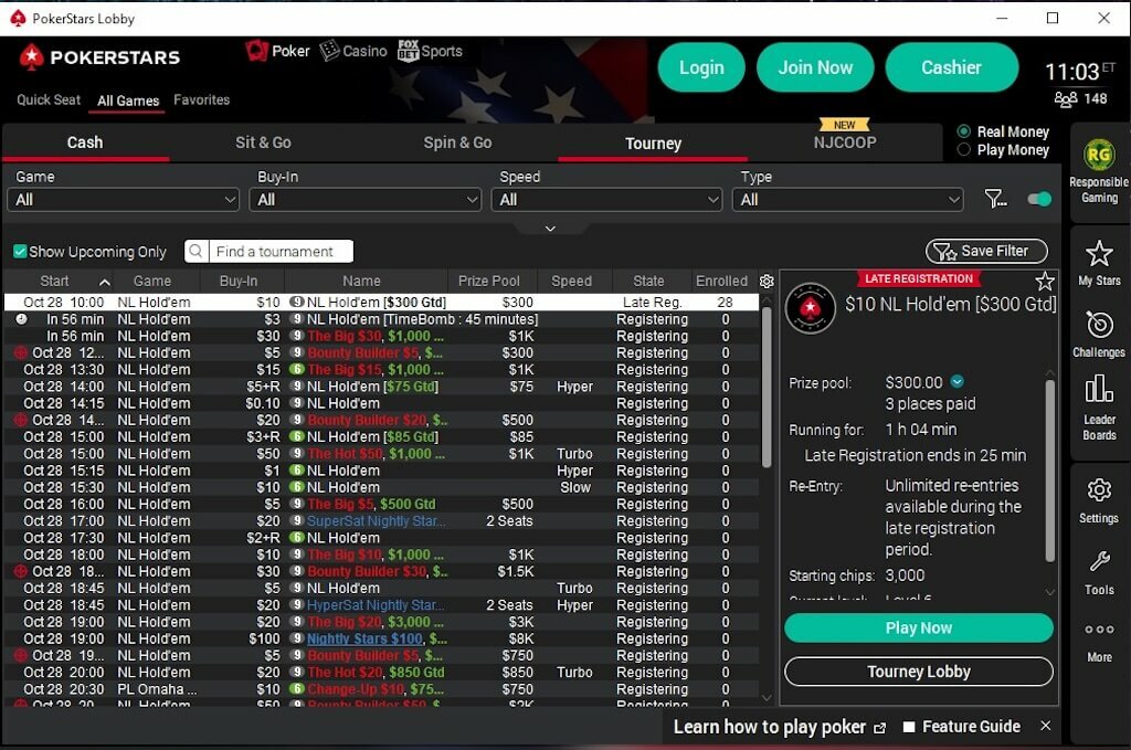 PokerStars Michigan Lobby